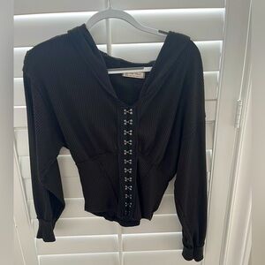 Free People - Hoodie Waffle Top